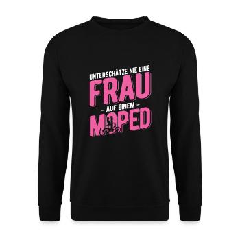 Mofa Geschenk - Unisex Pullover - Schwarz - Vorne - Alina (178cm) & Michal (187cm)