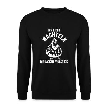 Wachtel Wachteln - Unisex Pullover - Schwarz - Vorne - Alina (178cm) & Michal (187cm)