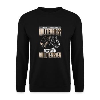 Bullterrier Hunde - Unisex Pullover - Schwarz - Vorne - Alina (178cm) & Michal (187cm)