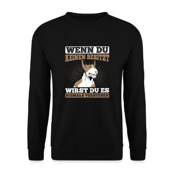 Bullterrier Hunde - Unisex Pullover - Schwarz - Vorne - Alina (178cm) & Michal (187cm)