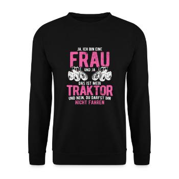 Traktor Landwirtschaft Bauer - Unisex Pullover - Schwarz - Vorne - Alina (178cm) & Michal (187cm)