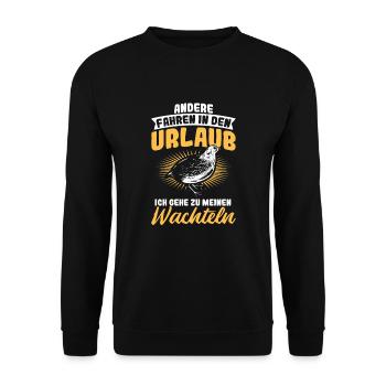 Wachtel Geschenkidee Wachteln - Unisex Pullover - Schwarz - Vorne - Alina (178cm) & Michal (187cm)