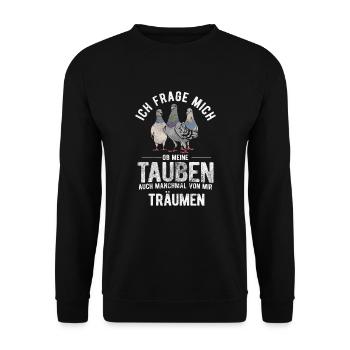Taube Tauben Vogel - Unisex Pullover - Schwarz - Vorne - Alina (178cm) & Michal (187cm)