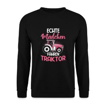 Traktor Landwirtschaft Bauer - Unisex Pullover - Schwarz - Vorne - Alina (178cm) & Michal (187cm)