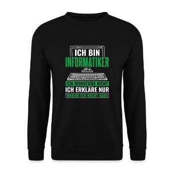 Informatik Informatiker Programmierer - Unisex Pullover - Schwarz - Vorne - Alina (178cm) & Michal (187cm)
