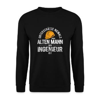 Alter Mann Der Ingenieur Ist Rentner Ingenieur - Unisex Pullover - Schwarz - Vorne - Alina (178cm) & Michal (187cm)
