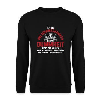 Anlagenmechaniker Geschenkidee - Unisex Pullover - Schwarz - Vorne - Alina (178cm) & Michal (187cm)