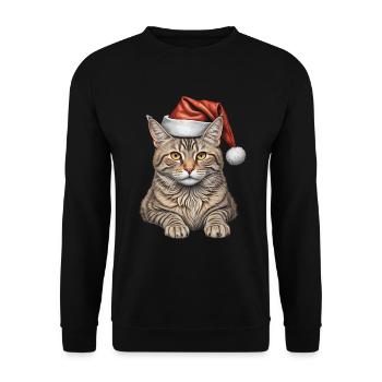 Cute christmas cat - Unisex Sweatshirt - black - Front - Alina (178cm) & Michal (187cm)