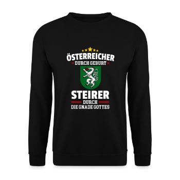 STEIRER GNADE GOTTES - STEIERMARK - T-SHIRT - Unisex Pullover - Schwarz - Vorne - Alina (178cm) & Michal (187cm)