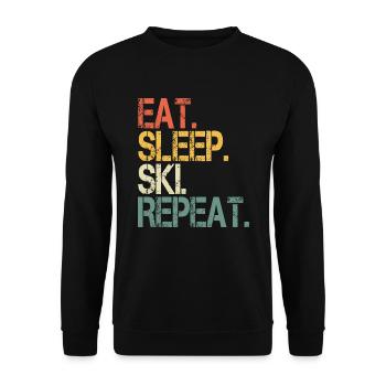 Eat Sleep Ski Repeat Skiistes Proverbes Skispringer - Sweat-shirt Unisexe - noir - Devant - Alina (178cm) & Michal (187cm)