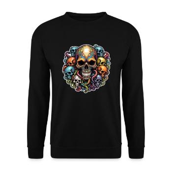 Decorative Large Skull with Small Skulls - Unisex Sweatshirt - black - Front - Alina (178cm) & Michal (187cm)