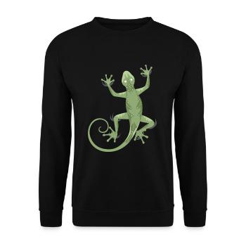 3D Gecko - Unisex Pullover - Schwarz - Vorne - Alina (178cm) & Michal (187cm)