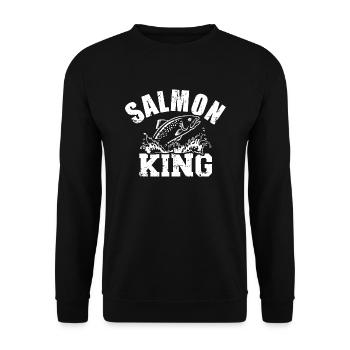 Lachs - Unisex Pullover - Schwarz - Vorne - Alina (178cm) & Michal (187cm)