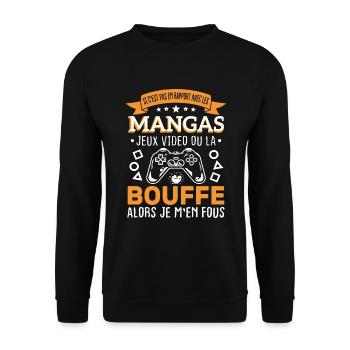 Mangas Jeux Video Bouffe Cadeau Humour - Sweat-shirt Unisexe - noir - Devant - Alina (178cm) & Michal (187cm)