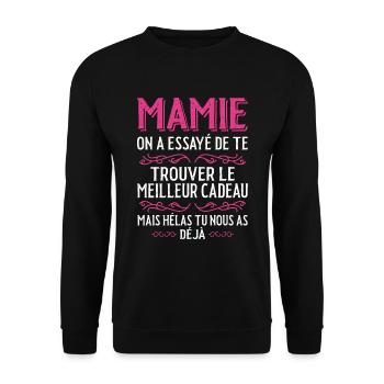 Mamie Fête Des Mères Cadeau Anniversaire Mamie - Sweat-shirt Unisexe - noir - Devant - Alina (178cm) & Michal (187cm)