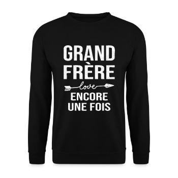 Grand Frère Encore Une Fois Annonce Grossesse - Sweat-shirt Unisexe - noir - Devant - Alina (178cm) & Michal (187cm)