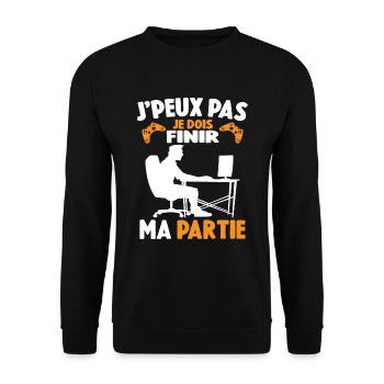 Attends Je Dois Finir Ma Partie Cadeau Geek - Sweat-shirt Unisexe - noir - Devant - Alina (178cm) & Michal (187cm)