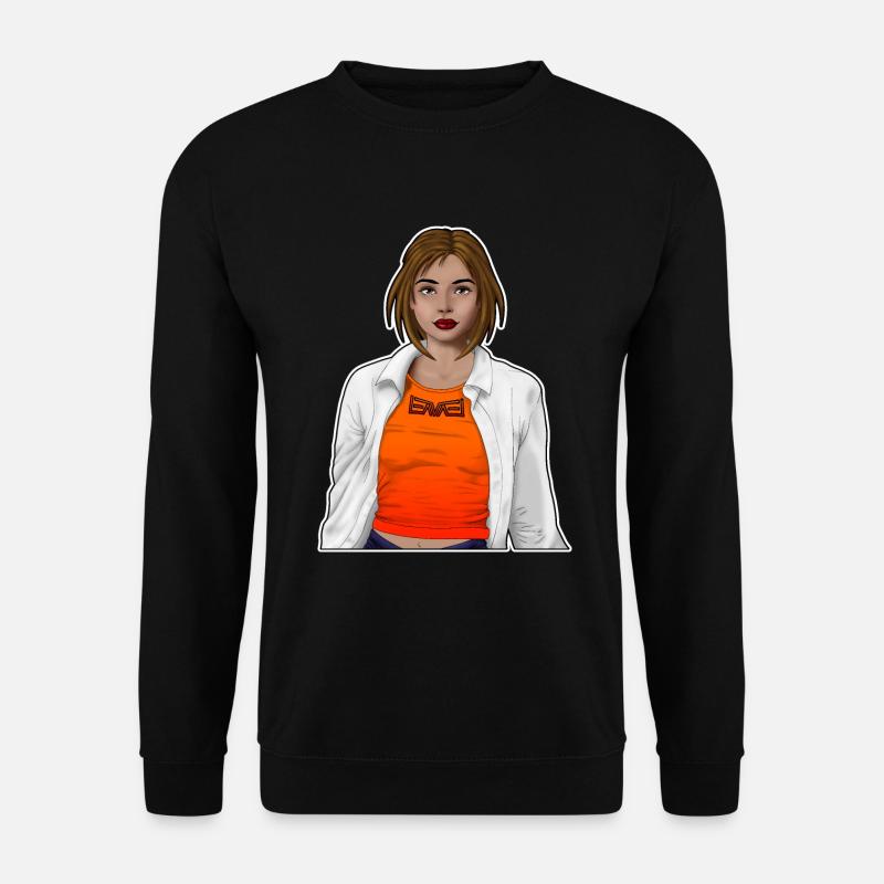 Hübsche Frau mit Hemd mit weißem Rahmen - Unisex Pullover - Schwarz