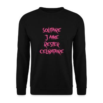 Solitaire j'aime rester Célibataire. - Sweat-shirt Unisexe - noir - Devant - Alina (178cm) & Michal (187cm)