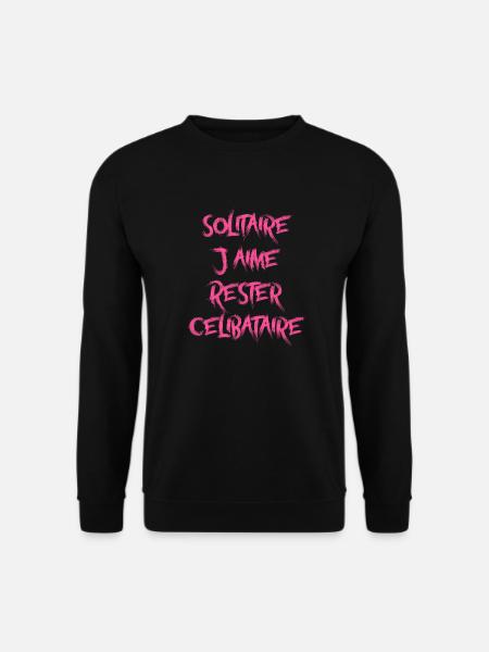Solitaire j'aime rester Célibataire. - Sweat-shirt Unisexe - noir