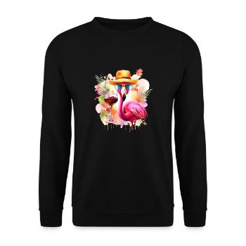 Cooler Flamingo Sonnenbrille Hut Party Alkohol - Unisex Pullover - Schwarz - Vorne - Alina (178cm) & Michal (187cm)