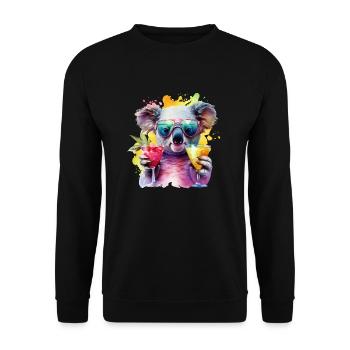 Bunter cooler Koala Sonnenbrille Party Cocktails - Unisex Pullover - Schwarz - Vorne - Alina (178cm) & Michal (187cm)