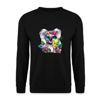 Bunter Koala Sonnenbrille Sekt Alkohol Party - Unisex Pullover - Schwarz - Vorne - Alina (178cm) & Michal (187cm)