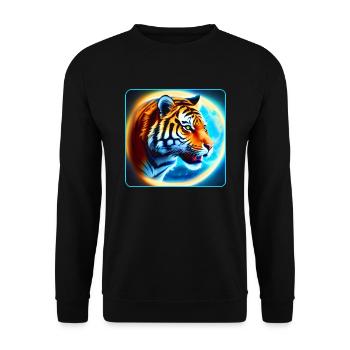 Tête de tigre mystique avec lune - Sweat-shirt Unisexe - noir - Devant - Alina (178cm) & Michal (187cm)
