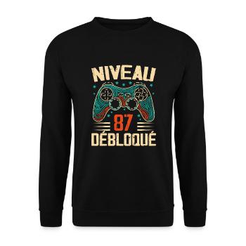 1937 cadeaux 87e Anniversaire, Aventure de 87 Ans - Sweat-shirt Unisexe - noir - Devant - Alina (178cm) & Michal (187cm)