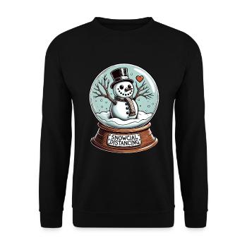 Snowcial Distancing Snowman Snow Globe - Unisex Sweatshirt - black - Front - Alina (178cm) & Michal (187cm)