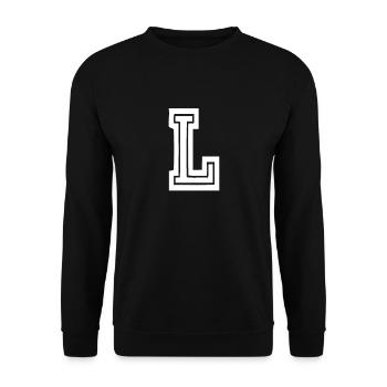 Buchstabe L - College Schule Universität Uni USA - Unisex Pullover - Schwarz - Vorne - Alina (178cm) & Michal (187cm)