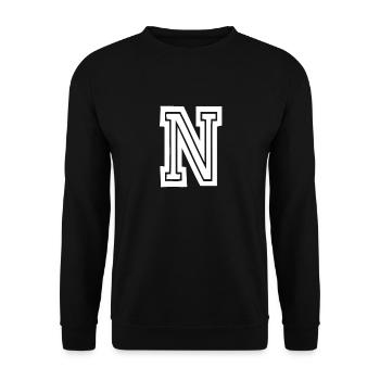 Buchstabe N - College Schule Universität Uni USA - Unisex Pullover - Schwarz - Vorne - Alina (178cm) & Michal (187cm)