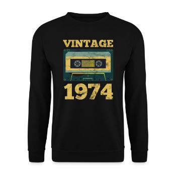 Vintage 1974 Retro Birth Year Birthday Gift Idea - Unisex Sweatshirt - black - Front - Alina (178cm) & Michal (187cm)