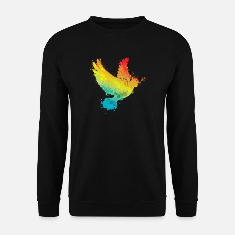 Bunte Friedenstaube Regenbogen - Unisex Pullover - Schwarz