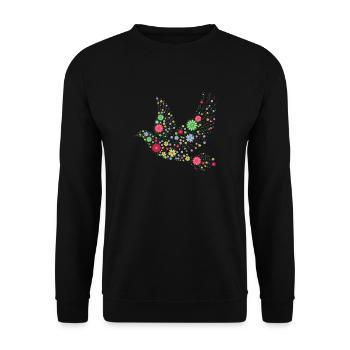 Hippie Vogel aus Blumen - Unisex Pullover - Schwarz - Vorne - Alina (178cm) & Michal (187cm)