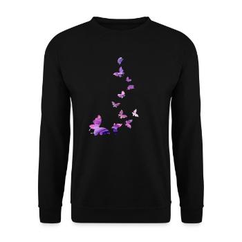 Schmetterling Schwarm Harmonie rosa - Unisex Pullover - Schwarz - Vorne - Alina (178cm) & Michal (187cm)
