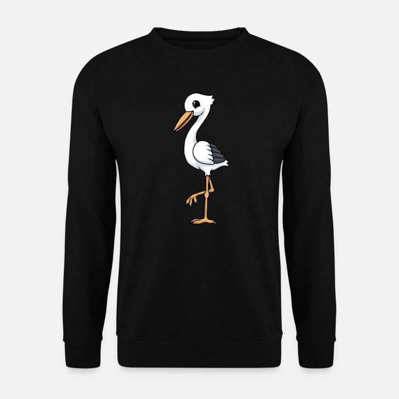Lustiger Comic Storch - Unisex Pullover - Schwarz