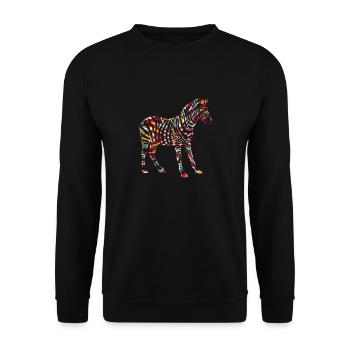 Afrika buntes Zebra - Unisex Pullover - Schwarz - Vorne - Alina (178cm) & Michal (187cm)
