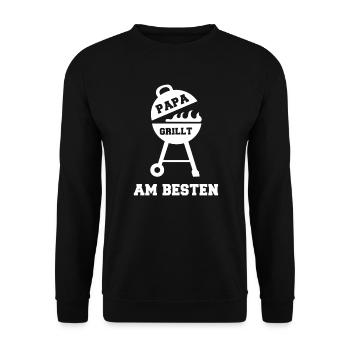 Papa grillt am besten Grillmeister Geschenkidee - Unisex Pullover - Schwarz - Vorne - Alina (178cm) & Michal (187cm)