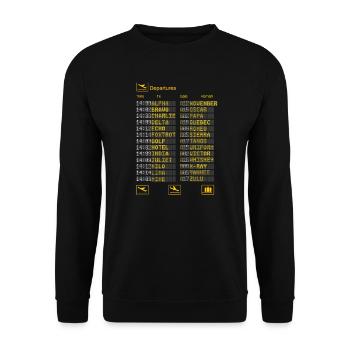 Pilot Militäralphabet - Unisex Pullover - Schwarz - Vorne - Alina (178cm) & Michal (187cm)