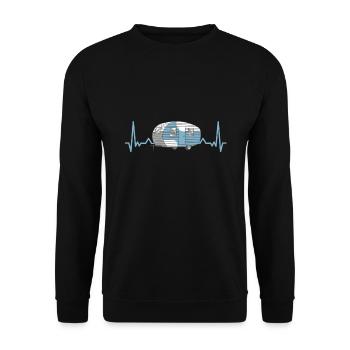 Heartbeat Camping Caravan Camper Gift - Unisex Sweatshirt - black - Front - Alina (178cm) & Michal (187cm)