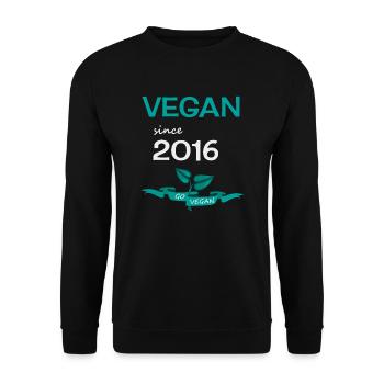 Vegan since 2016, Go Vegan - Unisex Sweatshirt - black - Front - Alina (178cm) & Michal (187cm)