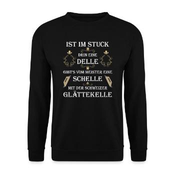 Stuckateur Gipser lustiges Spruch Design - Unisex Pullover - Schwarz - Vorne - Alina (178cm) & Michal (187cm)