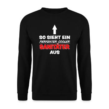 Sanitäter Rettungssanitäter Lustig Spruch Geschenk - Unisex Pullover - Schwarz - Vorne - Alina (178cm) & Michal (187cm)