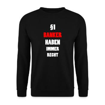 Banker Lustig Spruch Aktien Bankkaufmann Geschenk - Unisex Pullover - Schwarz - Vorne - Alina (178cm) & Michal (187cm)