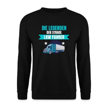 LKW Fahrer Brummi Trucker stolz lustig Geschenk - Unisex Pullover - Schwarz - Vorne - Alina (178cm) & Michal (187cm)