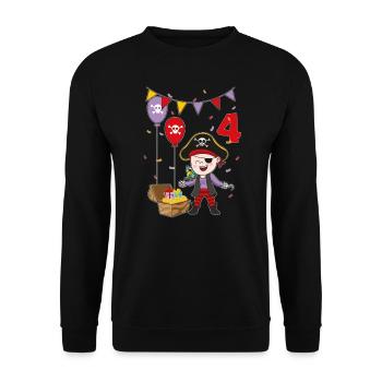 4 years pirate kids birthday kids fun gift - Unisex Sweatshirt - black - Front - Alina (178cm) & Michal (187cm)