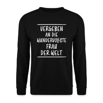 Vergeben Welt Lustiger Spruch Beziehung Geschenk - Unisex Pullover - Schwarz - Vorne - Alina (178cm) & Michal (187cm)