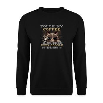 Funny Coffee Lover - Cat Humour - Unisex Sweatshirt - black - Front - Alina (178cm) & Michal (187cm)
