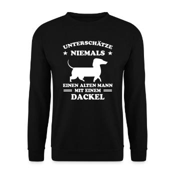 Dackel Hund Lustiger Spruch Haustier Opa Geschenk - Unisex Pullover - Schwarz - Vorne - Alina (178cm) & Michal (187cm)